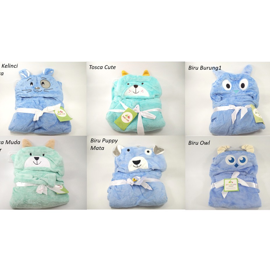 Selimut Topi Hoodie BONEKA Selimut Bayi Karakter Fleece Animal Halus l Part 1