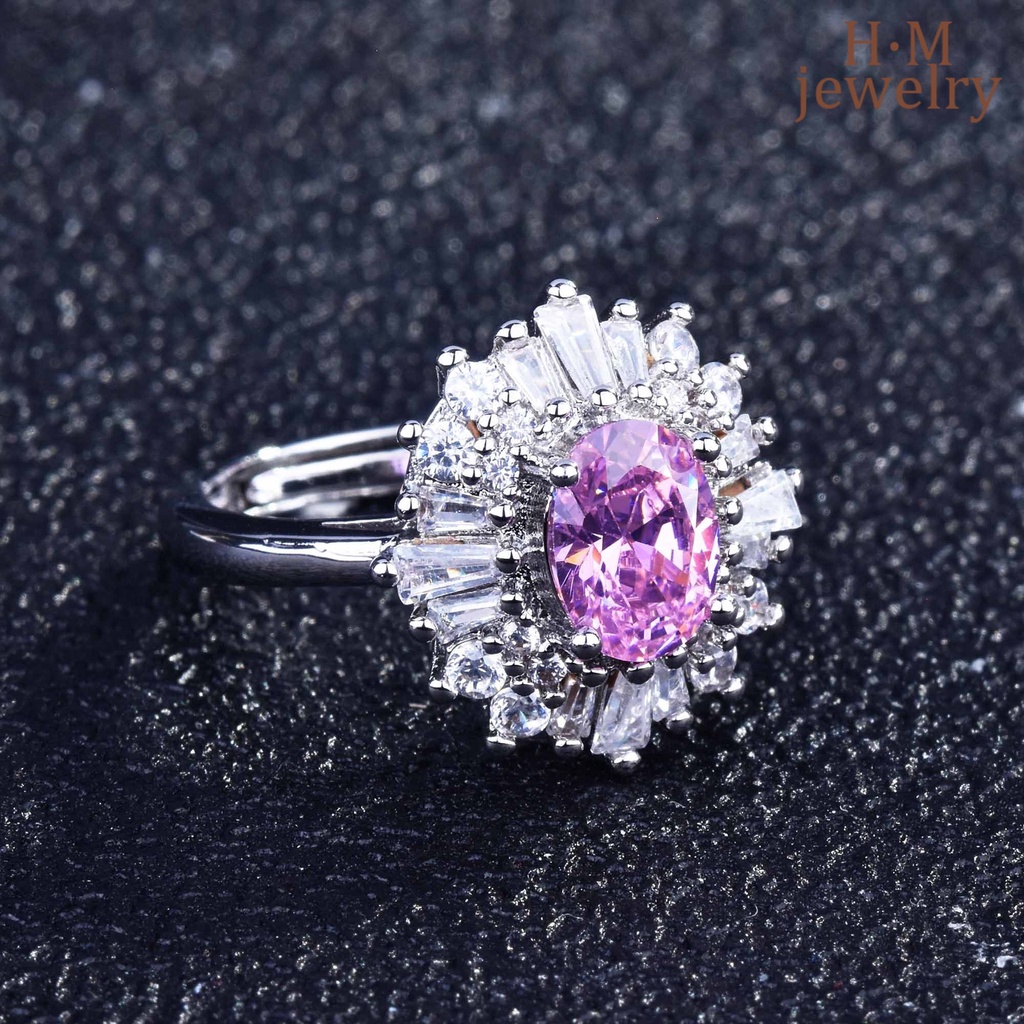 Cincin Berlian Sapphire Argyle Pink Bahan S925 Silver Untuk Pertunangan