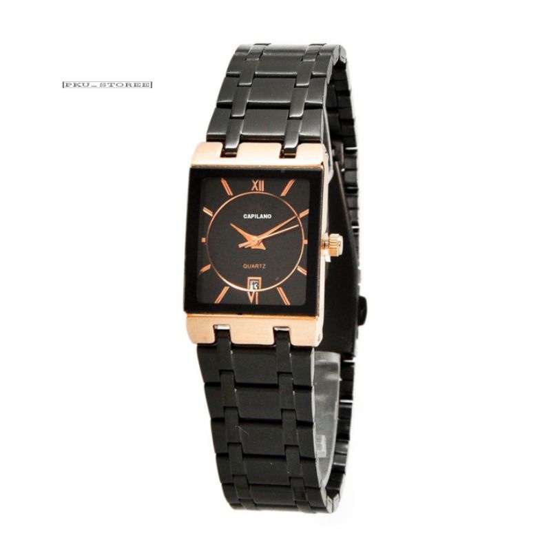 Jam Tangan Wanita CAPILANO ORIGINAL Water proff bisa buat renang rantai stainlis stel anti karat jam tangan wanita petak analog fashion wanita jam tangan KASUAL wanita Fitur tanggal aktif Free box Kancing jam tangan cewek hitam ROSGOL Jam Tangan Wanita