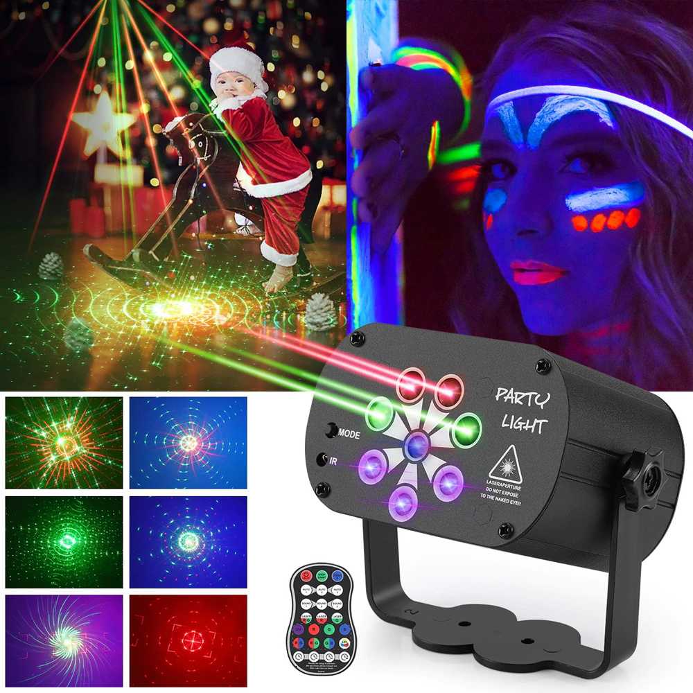 Proyektor Laser LED Lampu DJ Party RGB Lights USB 8W Lampu Pesta Hias Portable Remote Control Tenaga USB Berkualitas