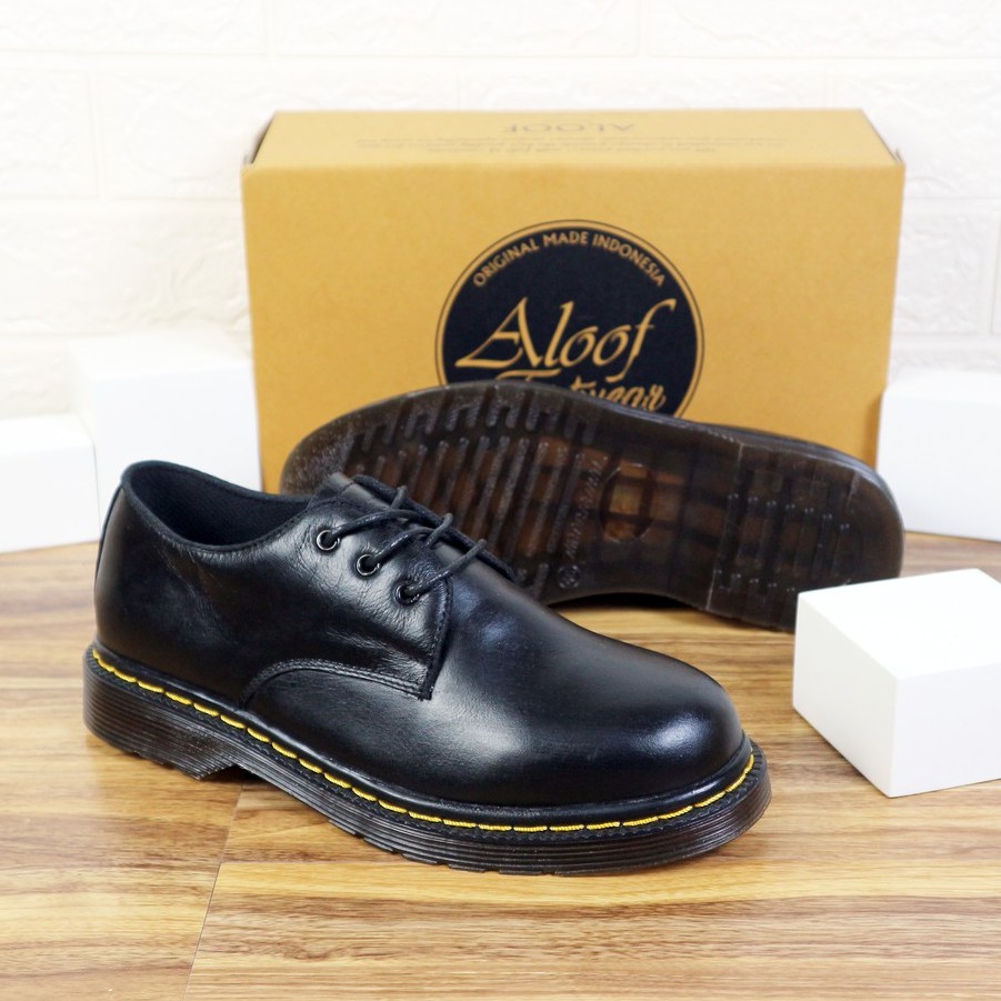 37-45 Aloof Delow - Sepatu Formal Unisex Kulit Asli Model Docmart 3 Hole Pria Wanita-1