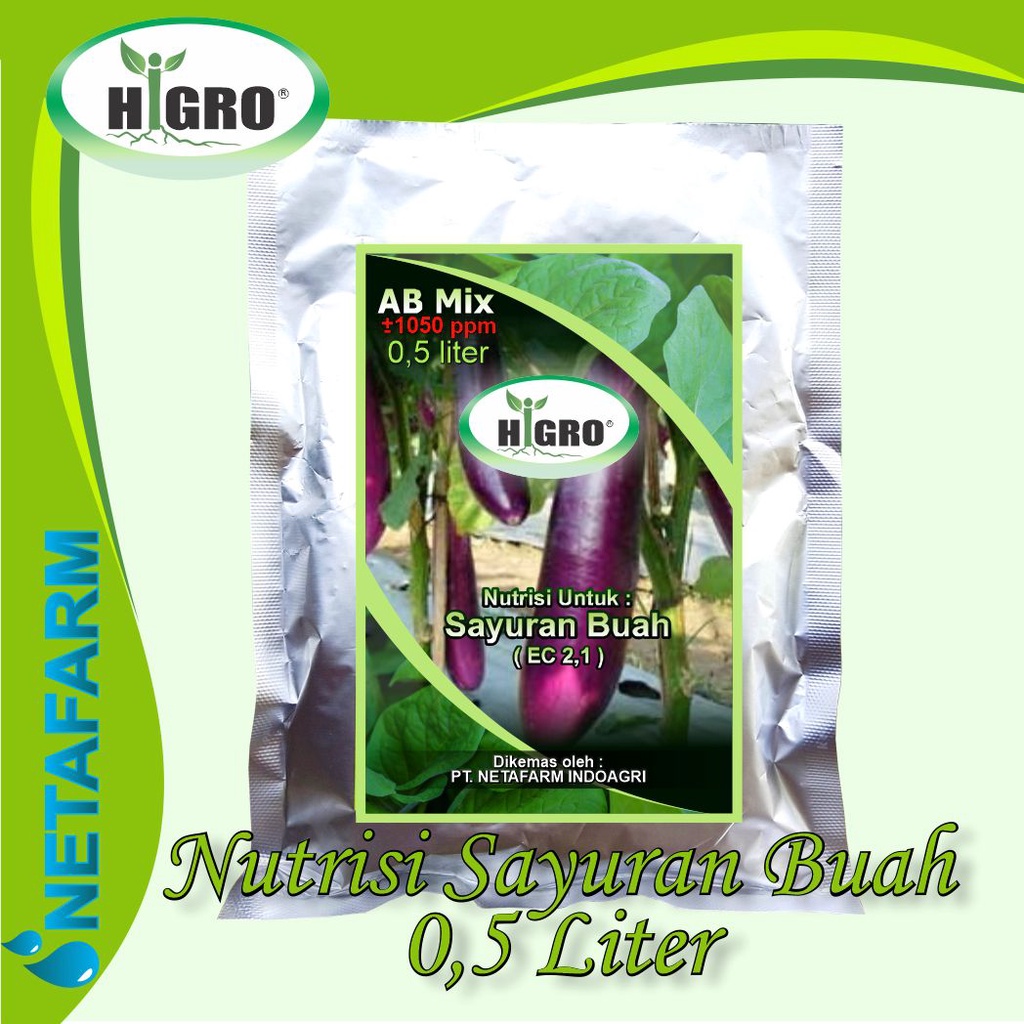 HiGRO - Nutrisi Hidroponik AB Mix Sayuran Buah 0,5 liter