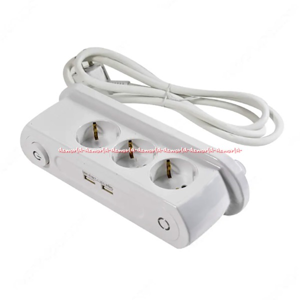 Krisbow Stop Kontak 3Soket &amp; 2Port Usb Colokan Usb Putih White Steker Kris bow Kabel Sambung 3 Lubang Colokan Dengan 2 Soket Usb Port Samping