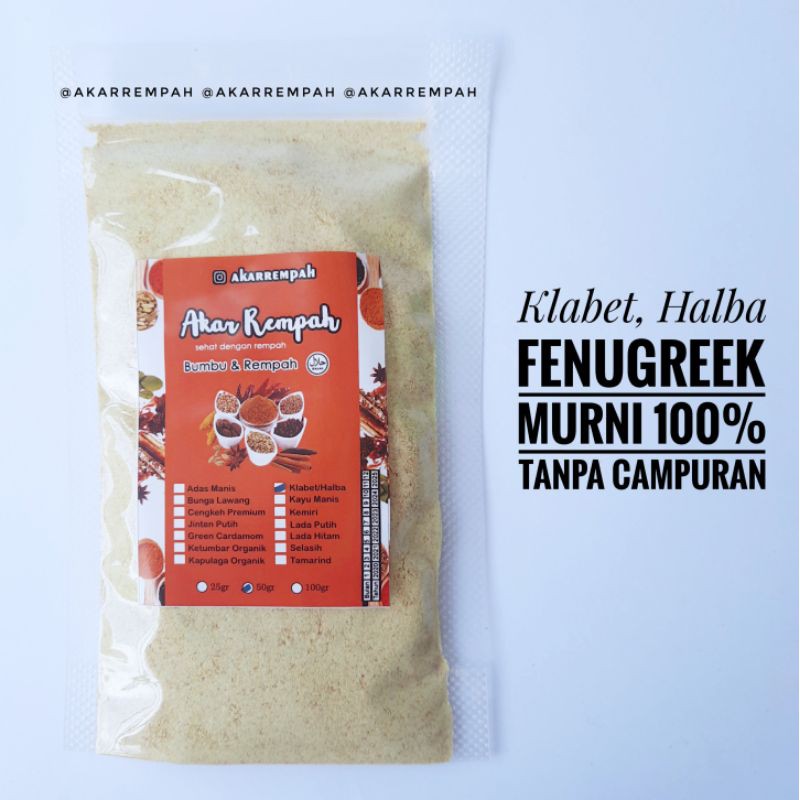 

Akarrempah Bubuk Klabet / Fenugreek Murni / Halba Methi