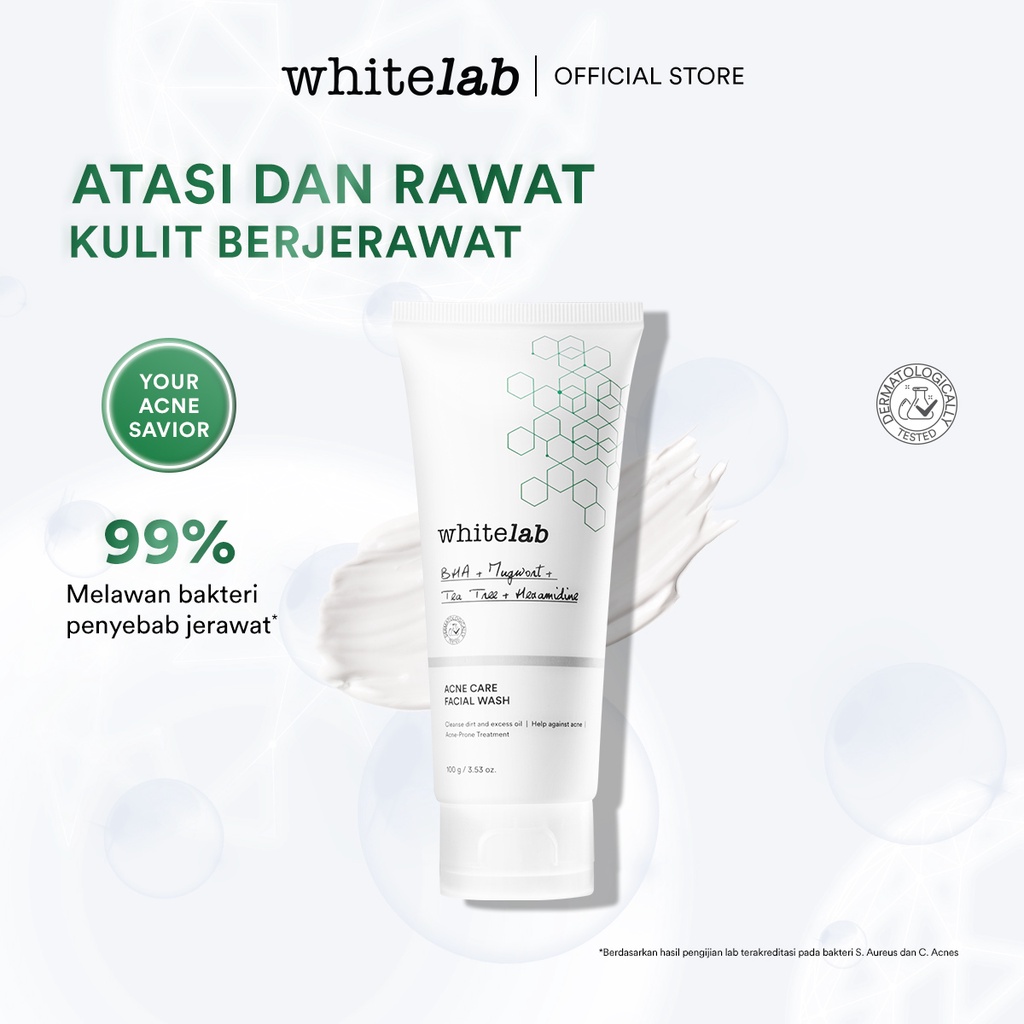 WHITELAB ACNE SERIES / PAKET ACNE /ACNE CARE FACIAL WASH / SERUM/ SOAP/TONER