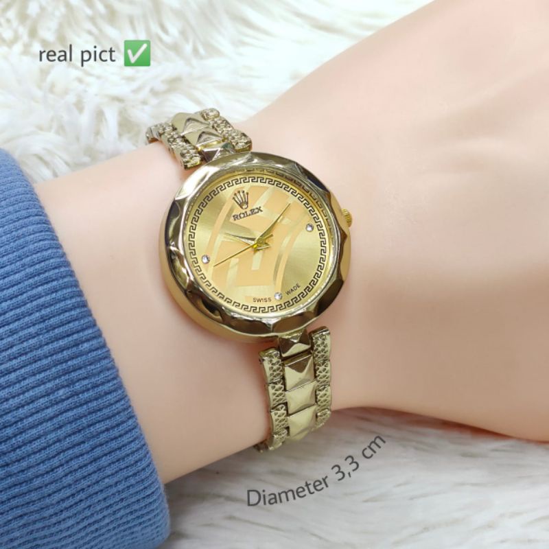JAM TANGAN WANITA ROLEX RANTAI DIAMOND  UKURAN KECIL TANGGAL AKTIF 4CM || JAM TANGAN FASHION