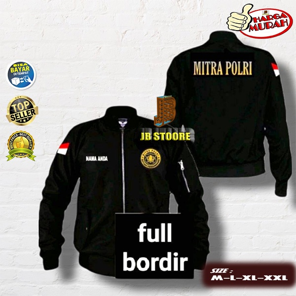 Jaket MITRA POLRI Bordir Full /Jaket Pria Mitra Polri Full Bordir / Bomber Jacket Mitra Polri / Jake