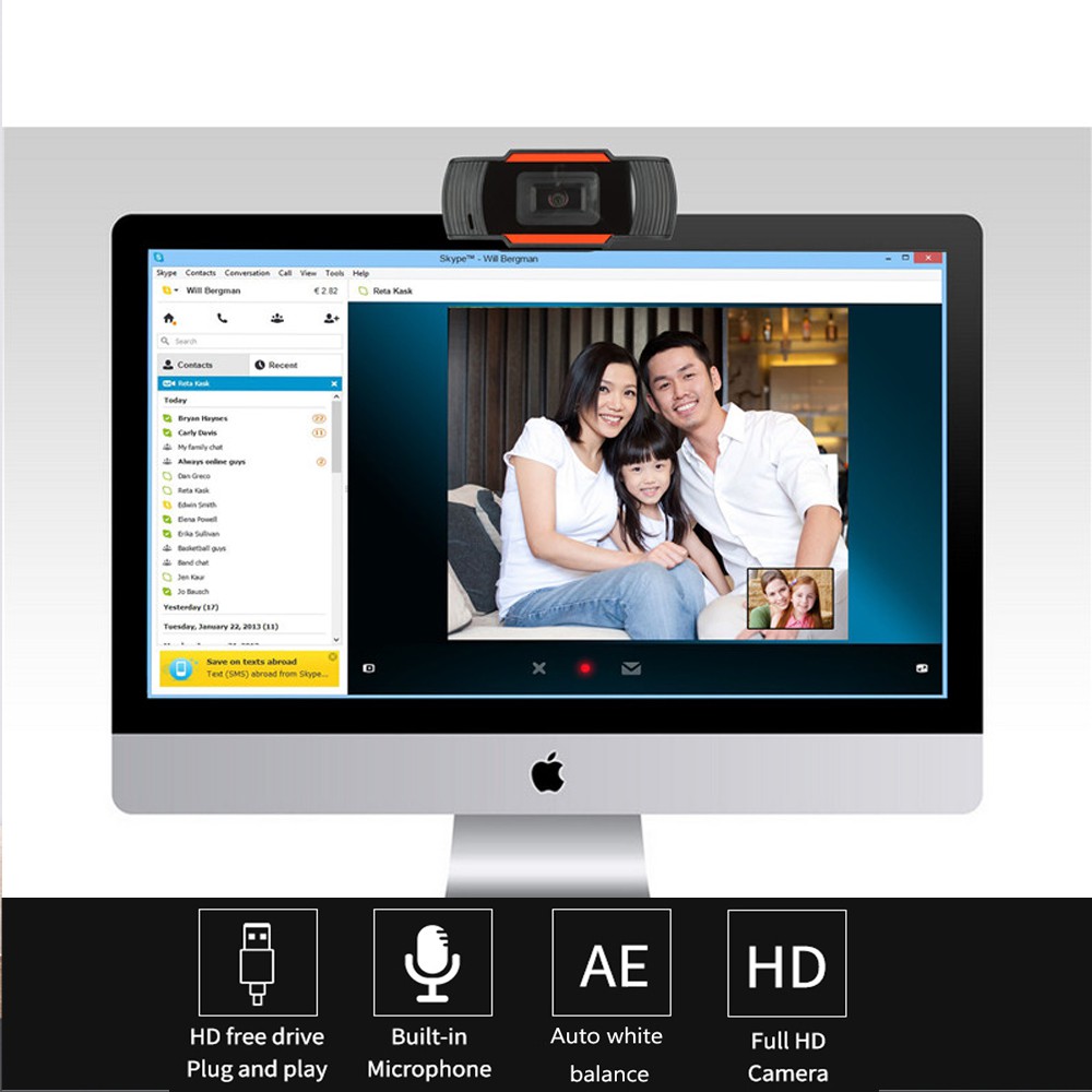 Kamera Web Webcam 1080P HD Dengan MIC Untuk Komputer Untuk Laptop PC Skype