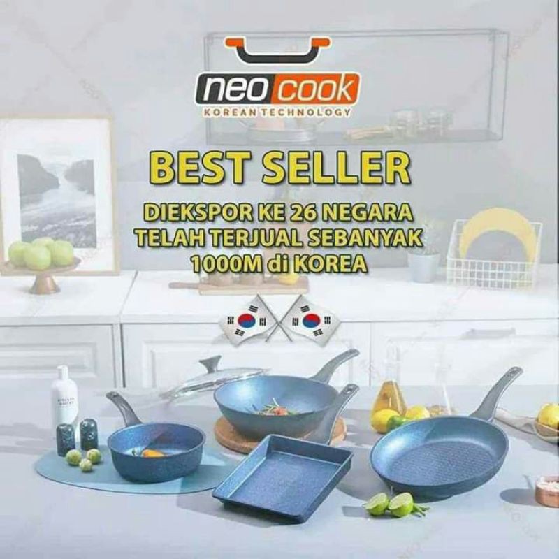 SET ALAT MASAK/ALAT MASAK ORI KOREA/PANCI KERAMIK/NEOCOOK FRYING PAN 5 PCS