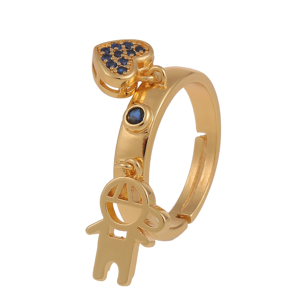 Ornamen geometris cincin kreatif anak laki-laki dan perempuan terbuka cincin khusus bunga desain kec