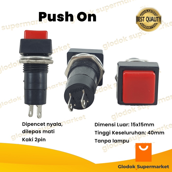 Switch Push On Kotak 2 Pin Saklar 2pin Tombol 2 Kaki Toggle Button Taiwan