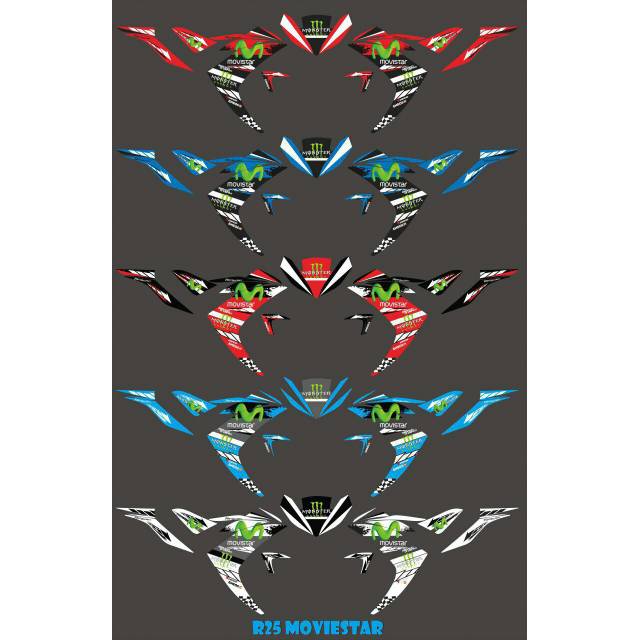 STIKER STRIPING DECAL VARIASI DAN LAMINASI YAMAHA R25 MODEL MOVISTAR
