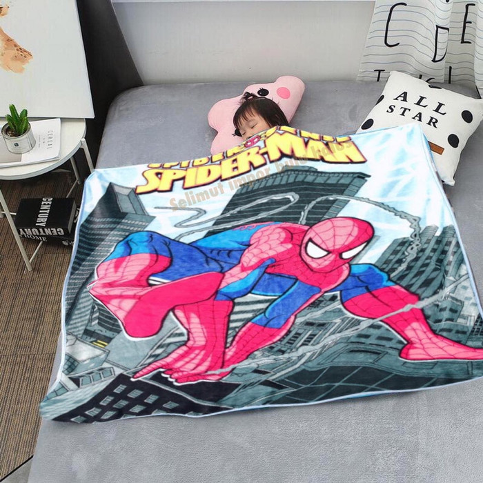 Selimut bayi,anak impor bulu halus,murah motif Spiderman keren 100x140