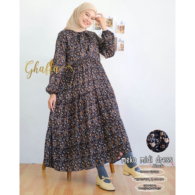 MEKO MIDI DRESS BY GHAFFA THE LABEL // MIDI MOTIF MUSLIMAH // Midi dress wanita