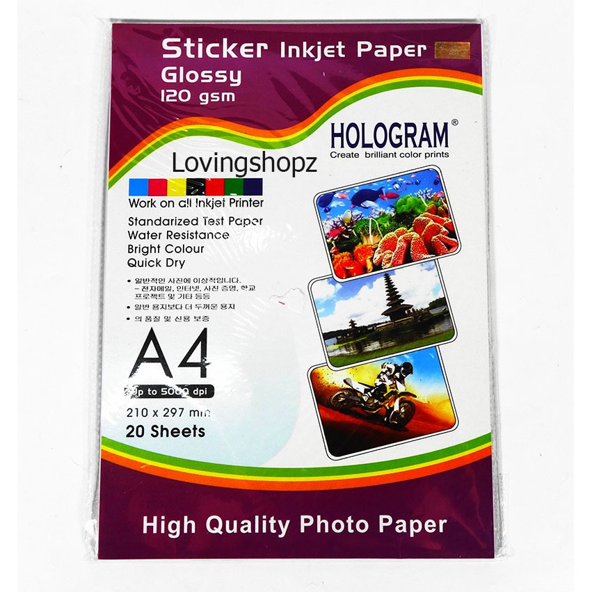 

Sticker Inkjet Paper Glossy 120 gsm, Kertas Label Glossy A4
