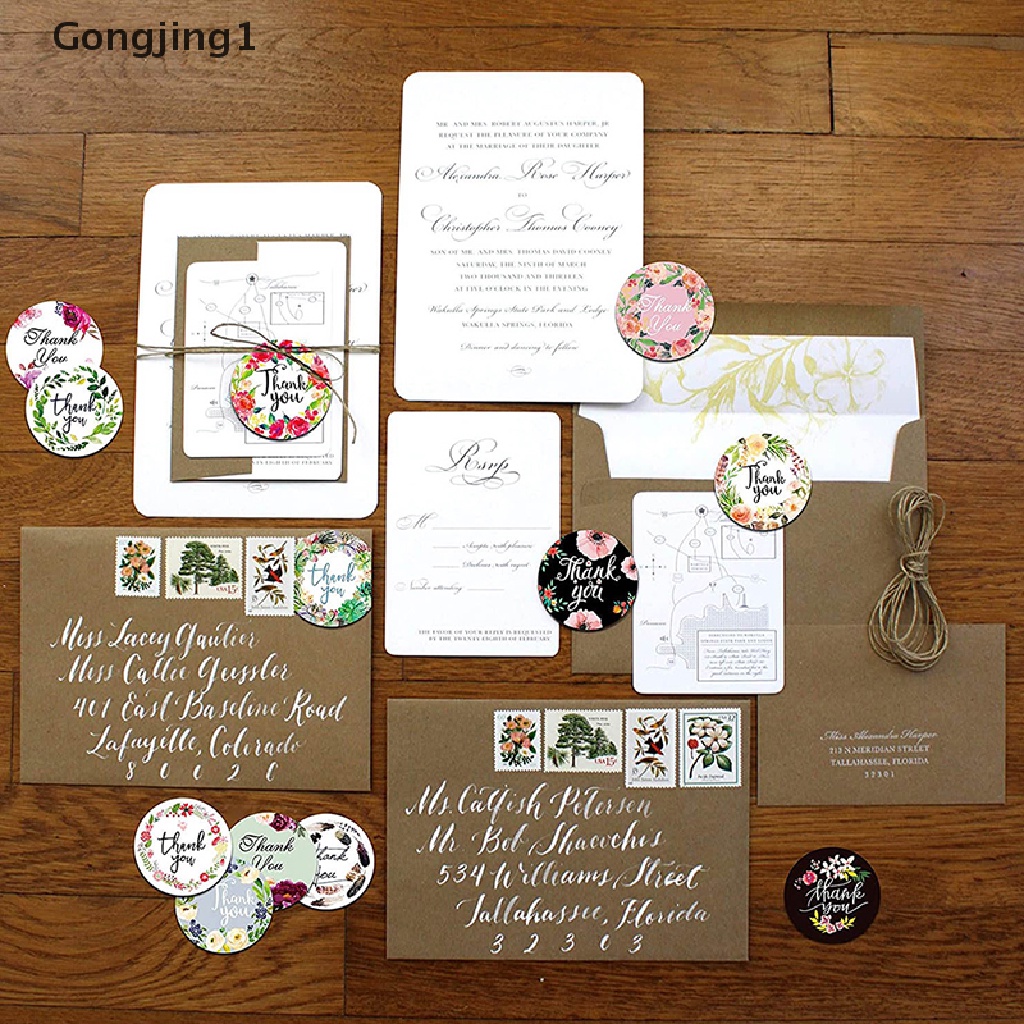 Gongjing1 500Pcs Stiker Label Segel Tulisan Thank You Untuk Pesta Pernikahan / Scrapbook