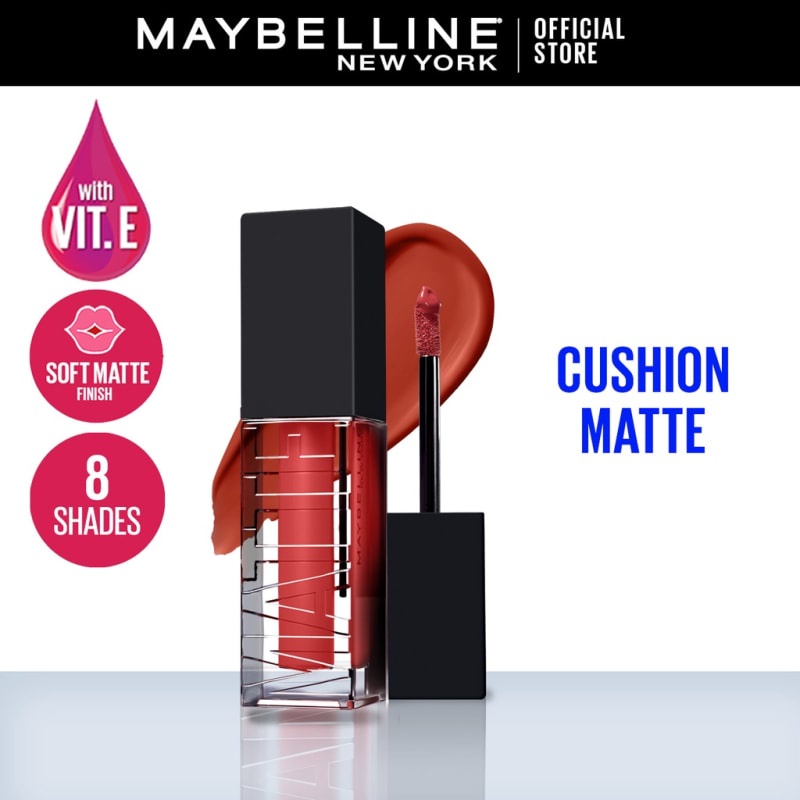 Maybelline Cushion Matte Lip Cream - Lipstick Soft Velvet Finish Lembut & Ringan [Lipstik Cream]