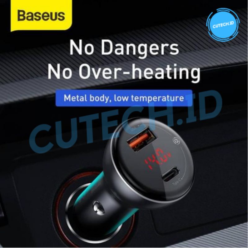 BASEUS CAR CHARGER 45W / 5A DUAL OUTPUT QUICK CHARGE SUPPORT PD QC PPS AFC (INCLUDE CABLE)