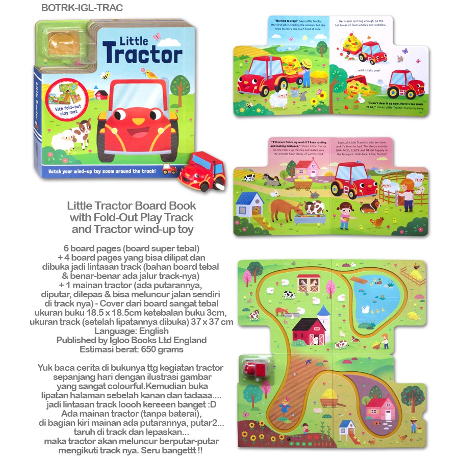 Little Tractor Board Book with Fold-Out Play Track and Tractor wind-up toy