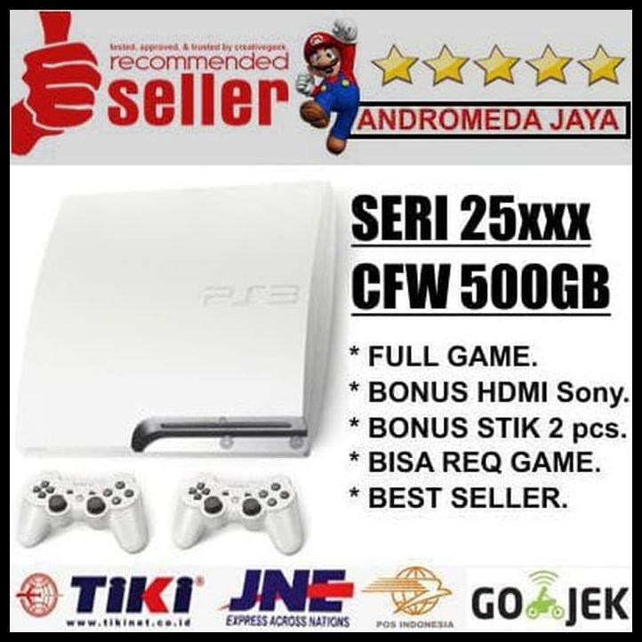 PS3 Slim 500 GB CFW Seri 2500 PUTIH BOOM SALE