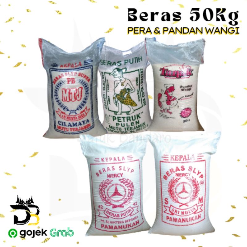 BERAS 50KG PERA SUPER MERCY / PANDAN WANGI PETRUK TANAK 50 KG CAP KEMBANG BUNGA RAMOS BANDUNG DUA KO