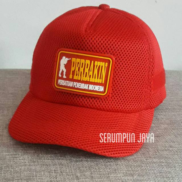 TOPI PERBAKIN - TOPI PERBAKIN VELCRO MERAH + PATCH