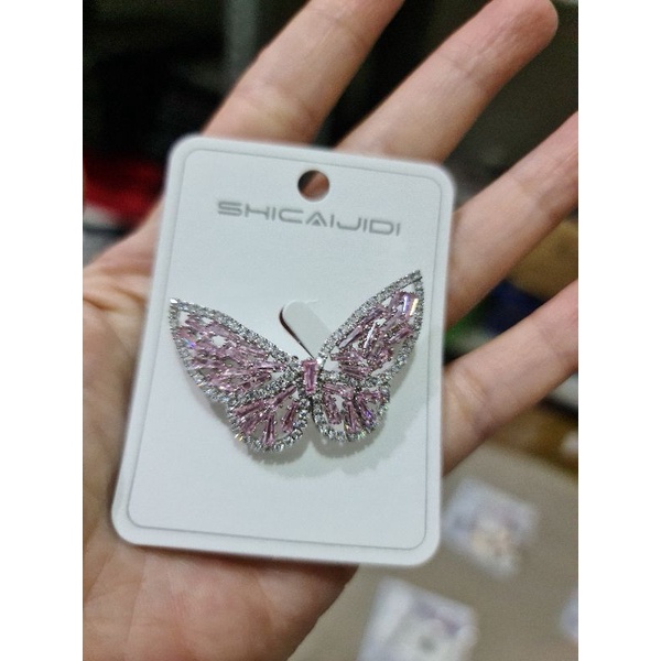 BROS KUPUKUPU | BROS SWAROSKI KUPU KUPU | BROS HIJAB | BROS JILBAB | BROS ZIRCON | BROS DAGU-Silver-Batu Pink