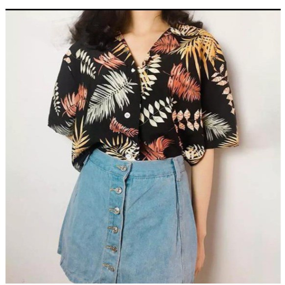 FANESAFASHION kemeja wanita PALM  LD 92cm PENDEK-2