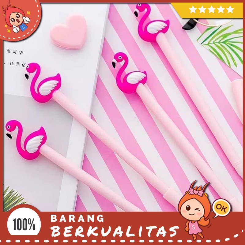 

Stationery Bolpen Gel Flamingo Pen Gel Pulpen Gel Karakter Flamingo Mainan Edukatif Anak Kecil Unik