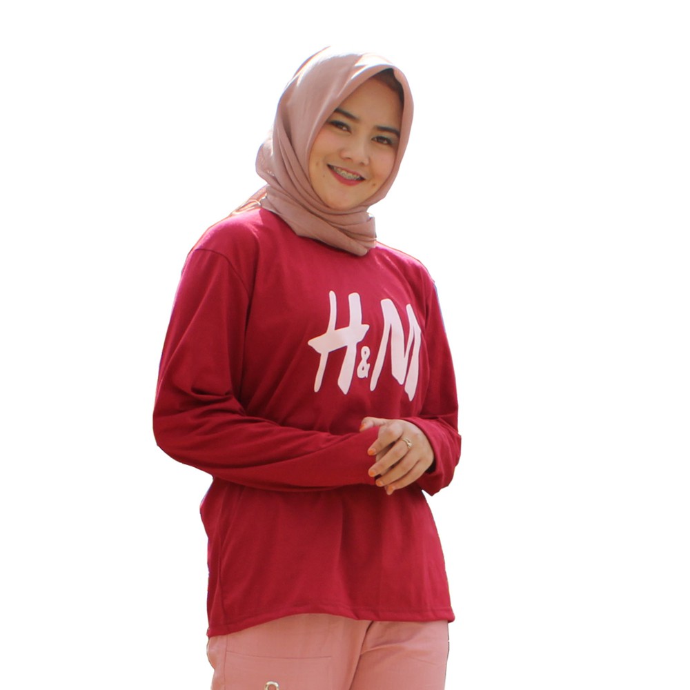 Kaos Wanita / Lengan Panjang / HM Murah Warna Merah