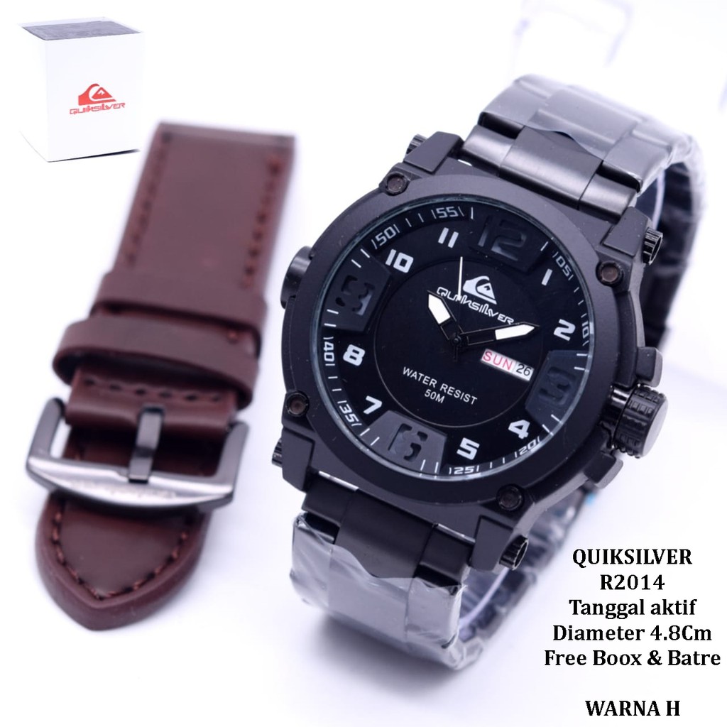 Jam Tangan Pria/Cowok QUIKSILVER R2014 Paket  tanggal aktif tali rantai