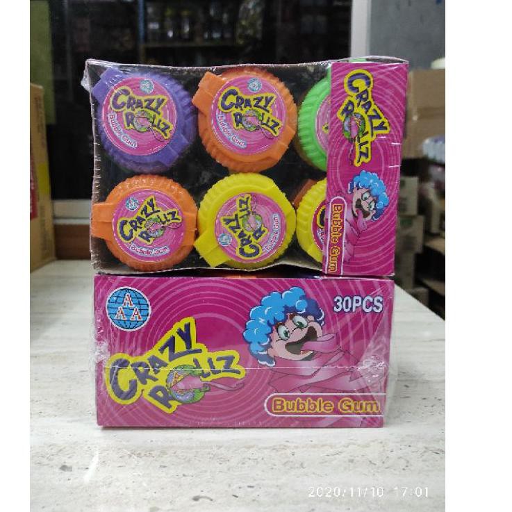 

REAL PICT ! BIG SALE Permen Crazy Roll Bubble Gum (1 pack isi 30 pcs)