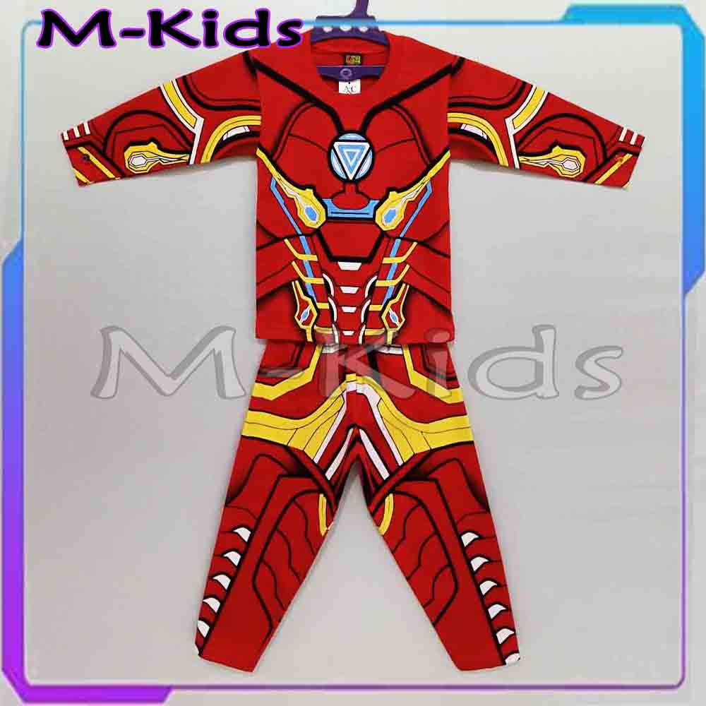 MKids88 - Baju Setelan KOSTUM SUPERHERO Karakter Ironman Optimus Prime Hulk Kapten Amerika Ultraman