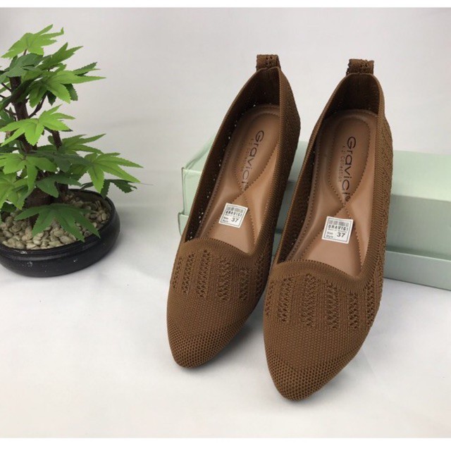 Sepatu Flat Wanita Slip On Bahan Rajut Import DO-11 GRAVICI