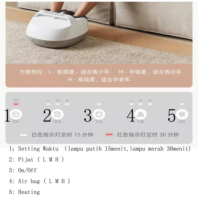 Leravan LF Levan Kneading Foot Massage Alat Pemijat Pijat Kaki Massager LJ-ZJ008 Xiaomi Pijatan Kuat Dipijat 3 Mode Kecepatan Air Pressure All Size