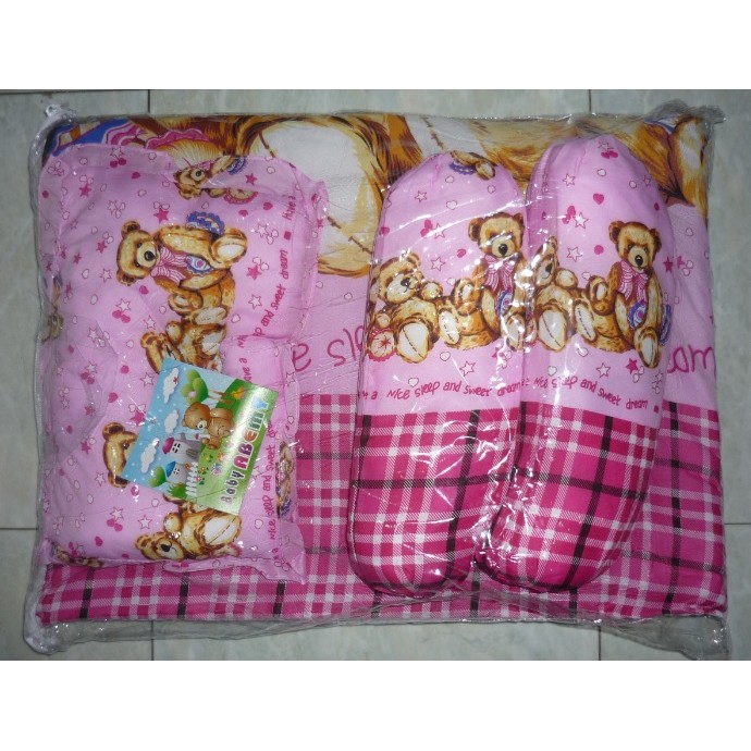 KASUR BAYI BESAR KATUN MOTIF/ Bantal + Guling / Kasur Lipat Size 75 x 50 cm KDE 061 1 Bantal 2 Guling