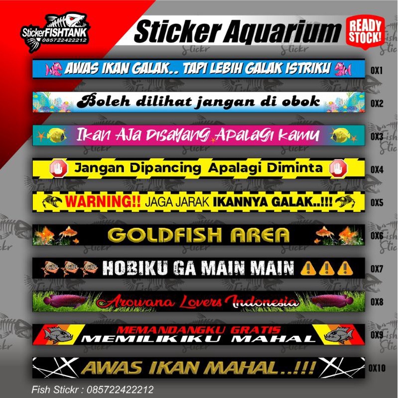 stiker aquarium awas ikan galak lucu unik stiker depan kaca waterfroof