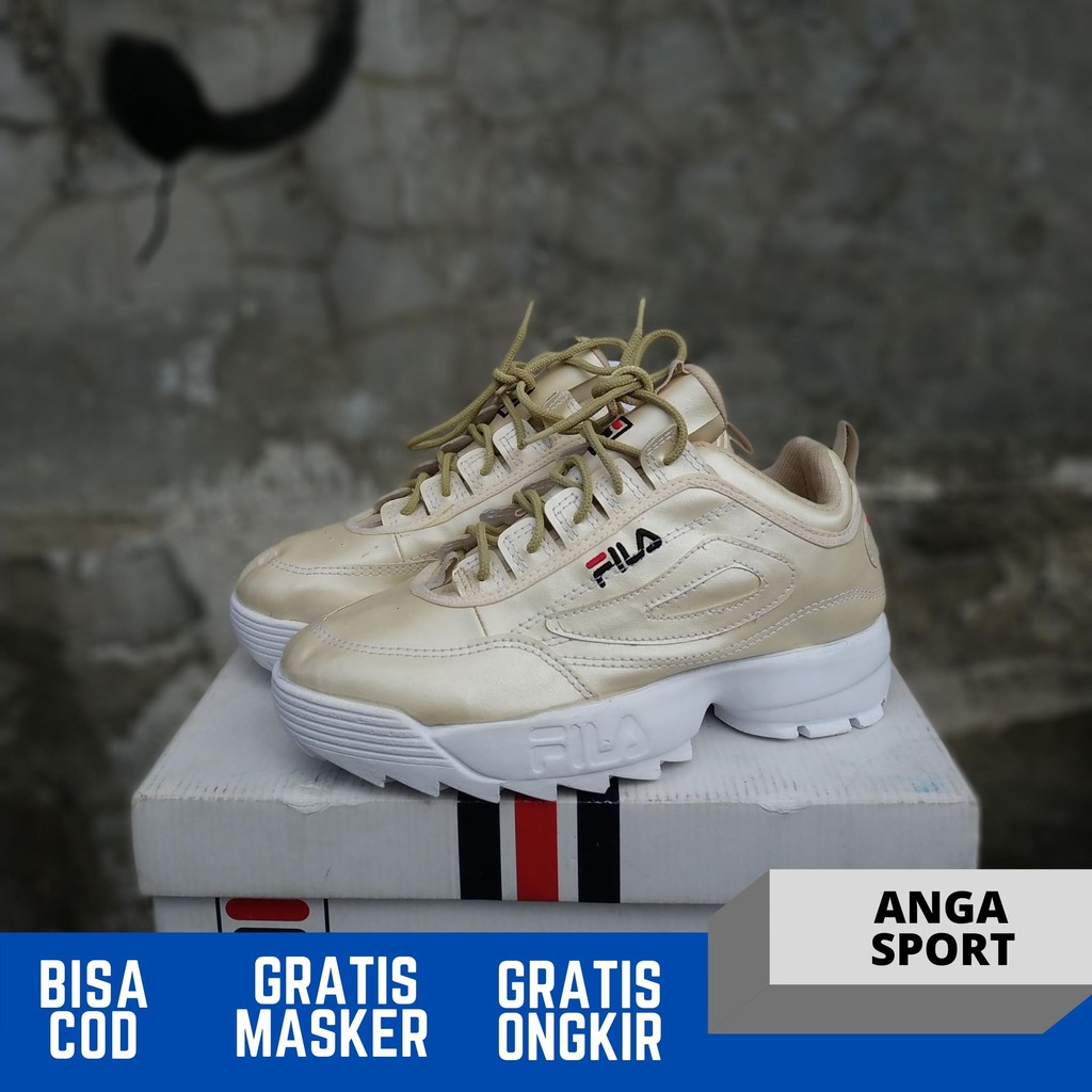 SEPATU SNEAKERS WANITA DISRUPTOR 2 GOLD PUTIH KASUAL CEWEK RUNNING SPORT TERMURAH MADE IN VIETNAM