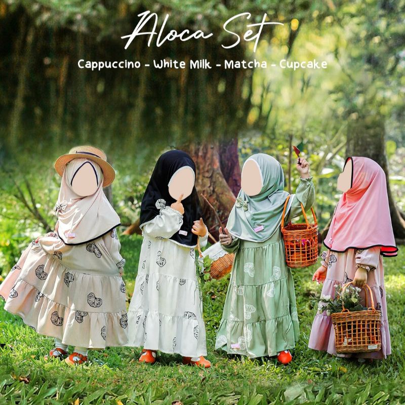 GAMIS ALOCA SET ORIGINAL BEBICA | Gamis Anak Motif Alokasia | Gamis Anak Premium