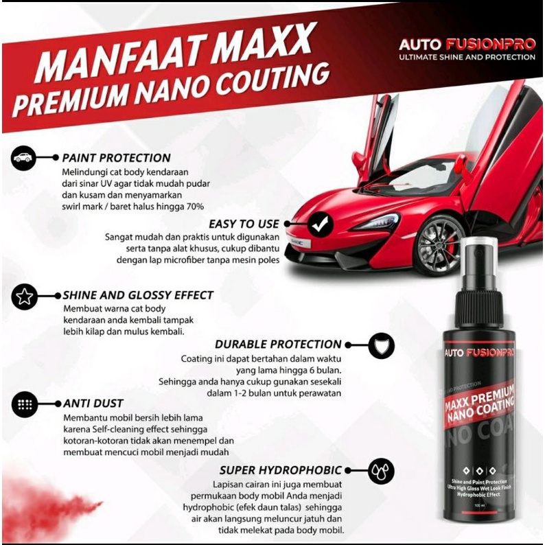 PROMO PAKET Perawatan Mobil Automaxx Premium Car Care auto maxx fushion pro - Nano Coating - Kaca