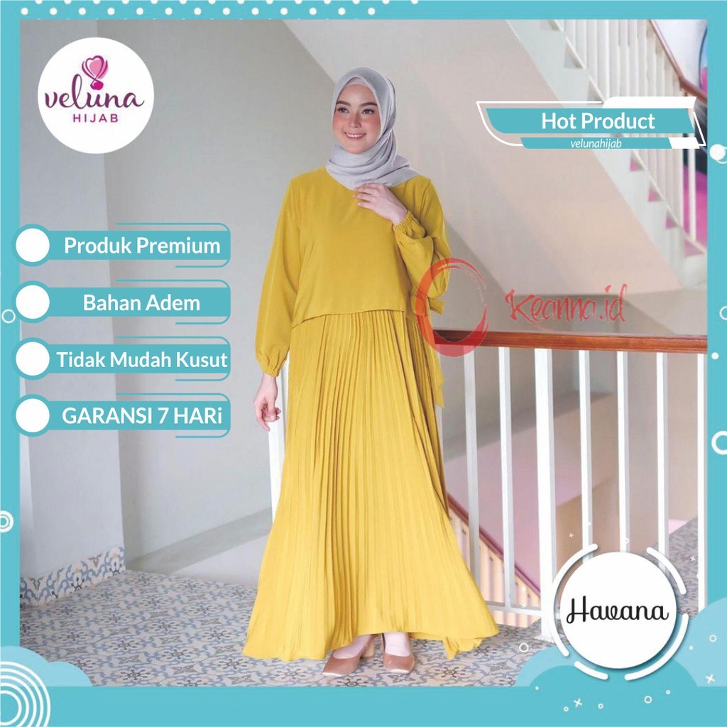 GAMIS BRUKAT GAMIS PERNIKAHAN GAMIS PESTA GAMIS BROKAT Dress Pesta Dress Muslim Veluna - Havana VL
