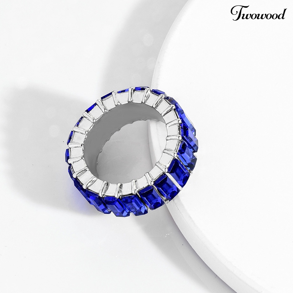 Cincin Electroplated Aksen Berlian Imitasi Untuk Wanita