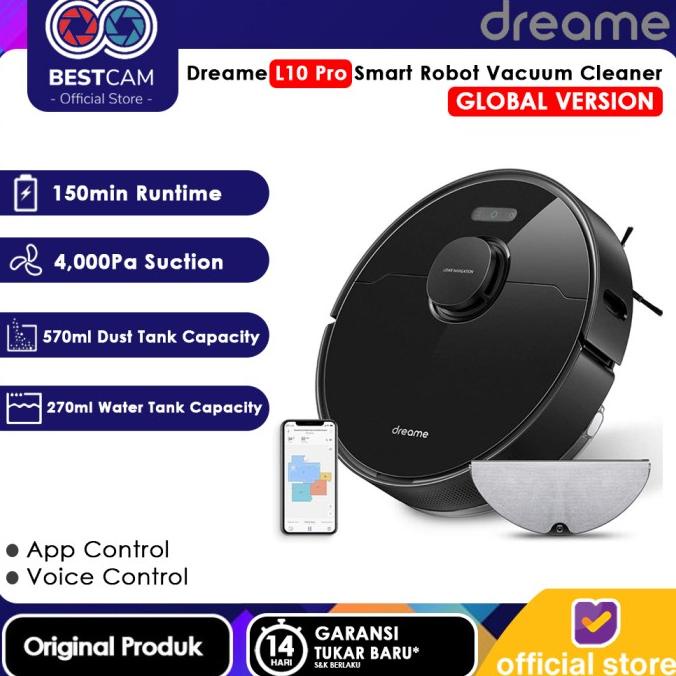 Dreame Bot L10 Pro Smart Robot Vacuum Cleaner L 10 4000PA Termurah