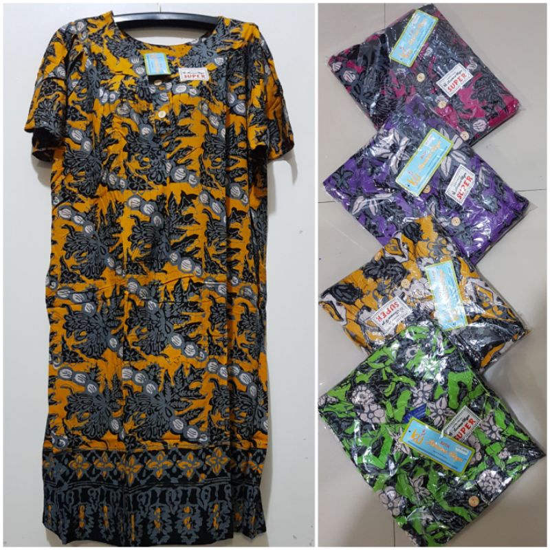 YULI - DASTER KENCANA UNGU CETAK 46 JUMBO LD 140 PB 110 CM BATIK KENCANA UNGU LEBEL BIRU(KUB)