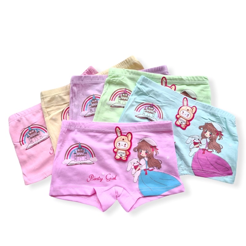 6 Pcs CD Celana Dalam Anak Perempuan Lusinan 2 3 4 5 Tahin Katun Adem Celana Dalam Boxer Anak Perempuan Cewek