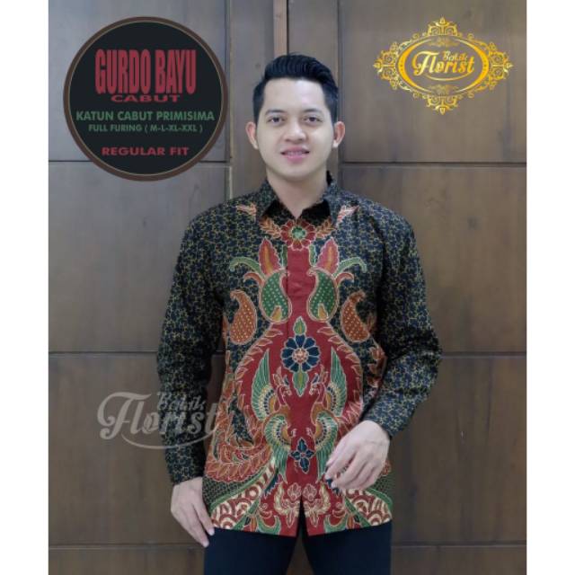 Batik Solo GURDO BAYU CABUT Kemeja Pria Katun Cabut Sragenan Full Furing