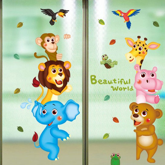 RELIZA WALL STICKER ANIMAL HEWAN ANAK KIDS ZOO LION STIKER DINDING XL8207