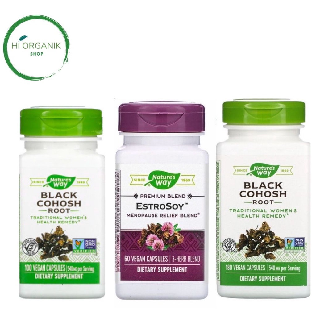 Nature's Way Black Cohosh Root 540 mg 180 vegan capsules ; Nature's Way EstroSoy Menopause Relief Bl