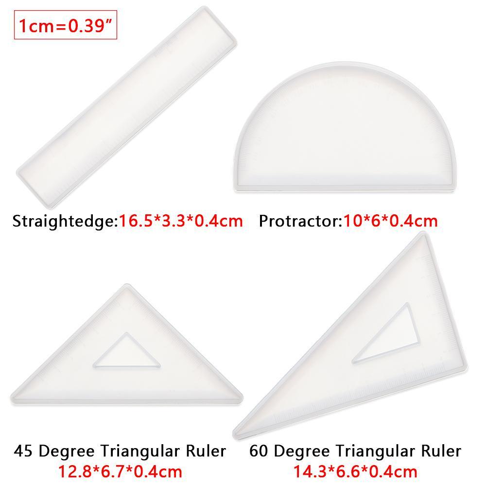 Penggaris SOLIGHTER Cetakan Resin Lem Kristal Penggaris Segitiga Busur Derajat Membuat Alat