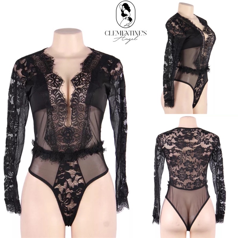 Lingerie jumbo wanita plus size baju tidur big size import sexy jenifer bodysuit